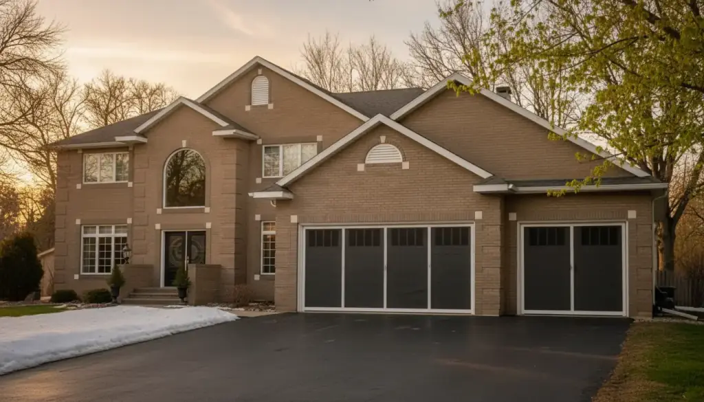 A Lifestyle retractable garage screen mounted in a garage opening